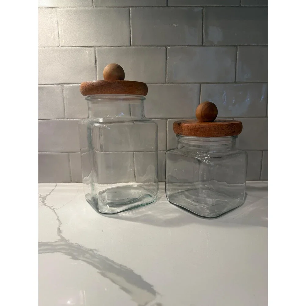 Vintage Anchor Hocking Country Style Glass Storage Jars - Set of 2